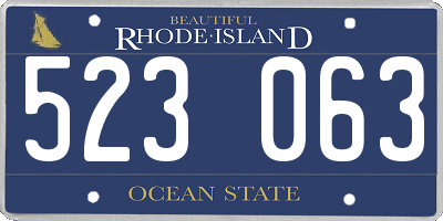 RI license plate 523063
