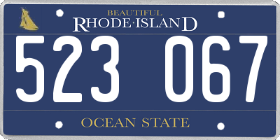 RI license plate 523067