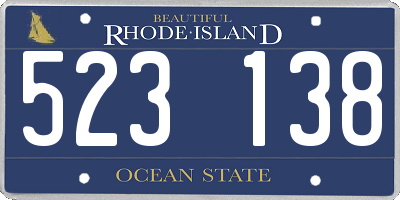 RI license plate 523138