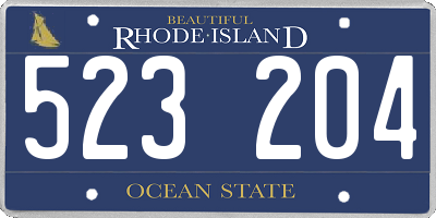 RI license plate 523204