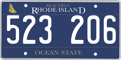 RI license plate 523206