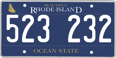 RI license plate 523232