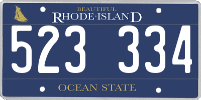 RI license plate 523334