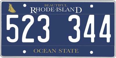 RI license plate 523344