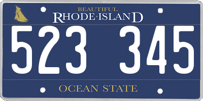 RI license plate 523345