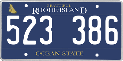 RI license plate 523386