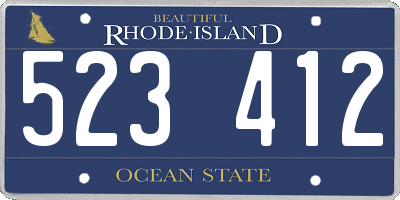 RI license plate 523412