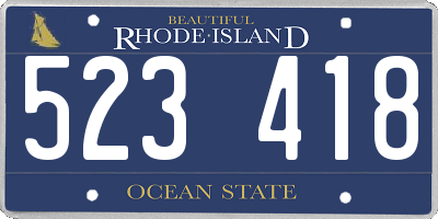 RI license plate 523418