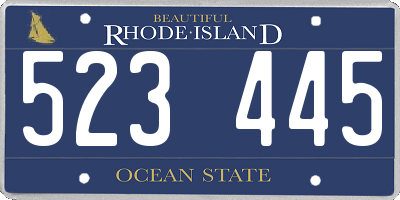 RI license plate 523445