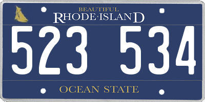 RI license plate 523534