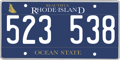 RI license plate 523538