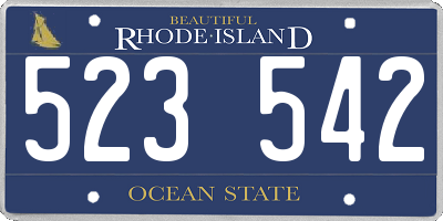 RI license plate 523542