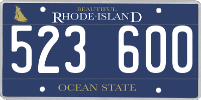 RI license plate 523600
