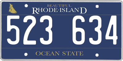 RI license plate 523634