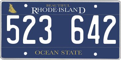 RI license plate 523642