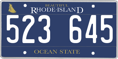 RI license plate 523645