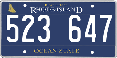 RI license plate 523647