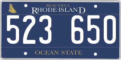 RI license plate 523650