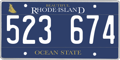 RI license plate 523674