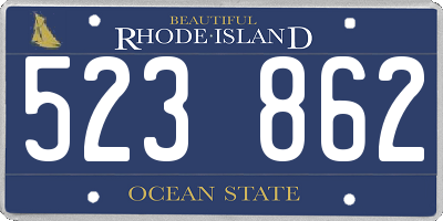 RI license plate 523862