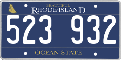 RI license plate 523932