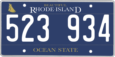 RI license plate 523934
