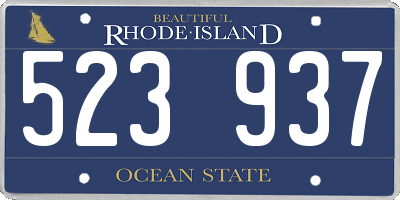 RI license plate 523937