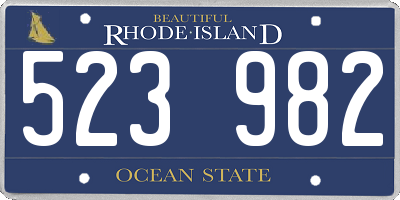 RI license plate 523982