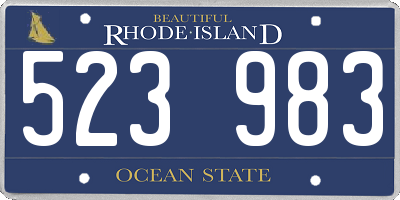 RI license plate 523983