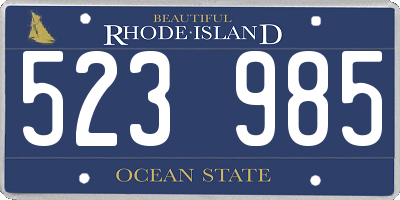 RI license plate 523985