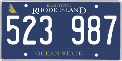 RI license plate 523987