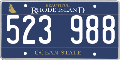 RI license plate 523988