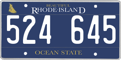 RI license plate 524645
