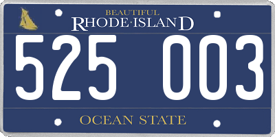 RI license plate 525003
