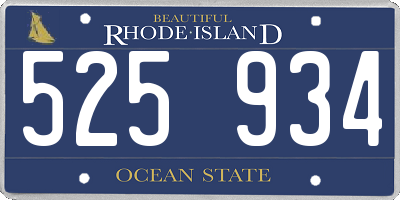 RI license plate 525934