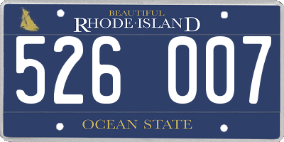 RI license plate 526007