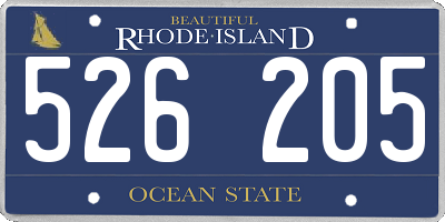 RI license plate 526205