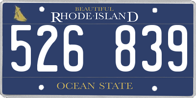 RI license plate 526839