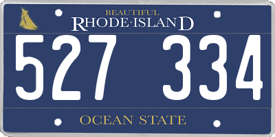 RI license plate 527334