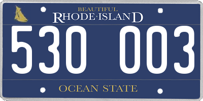 RI license plate 530003