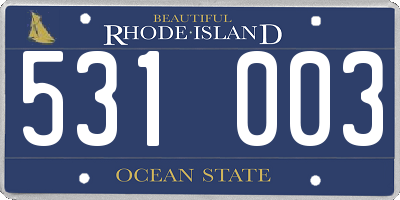 RI license plate 531003