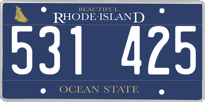 RI license plate 531425