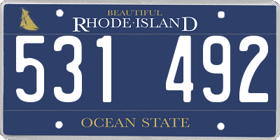 RI license plate 531492