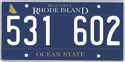 RI license plate 531602