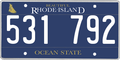 RI license plate 531792