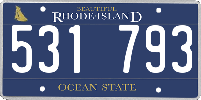 RI license plate 531793
