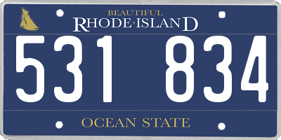 RI license plate 531834