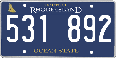 RI license plate 531892