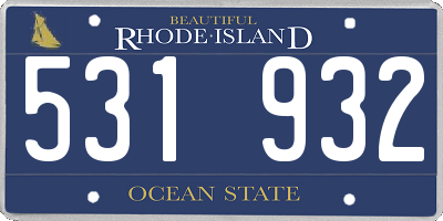 RI license plate 531932
