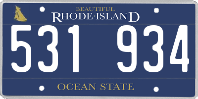 RI license plate 531934